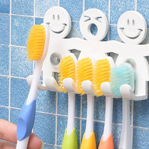 Wall Mounted Toothbrush Holder with Suction Cup – Practical Cartoon Bathroom Set