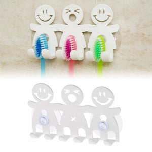 Wall Mounted Toothbrush Holder with Suction Cup – Practical Cartoon Bathroom Set