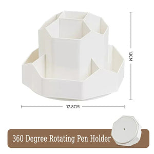 New 360° Rotating Pen Holder Large Capacity Desktop Pencil Storage Box 9 Compartments Stationery Organizer.