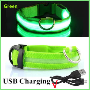 USB Rechargeable Light Up Collar, Adjustable Glowing LED Collar for Large Small Dogs, Night Glowing Cat Collar, Pet Safety Harness