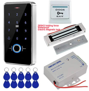 IP68 Outdoor Access Control System – Biometric Fingerprint, RFID, K80 Keypad with 3A Power Supply and Exit Button