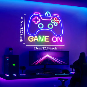 VGamer "Game On" Neon Sign - Fun Lighting for Gamer's Room