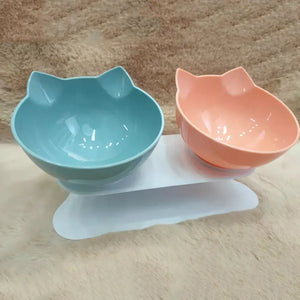 Non-Slip Cat Bowls with Sloped Stand – Ideal for Cats and Kittens