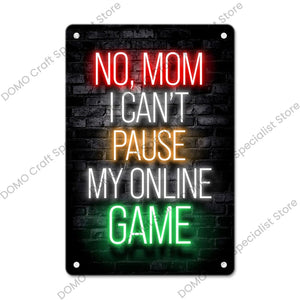 Gaming Neon Metal Sign – Retro Wall Decor