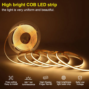 Smart Stair Lighting Kit - COB LED Strip with PIR Motion Sensor, Step-by-Step Dimming