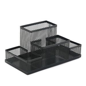 3/4 Compartment Black Metal Mesh Storage Box, Desk Organizer for Table.