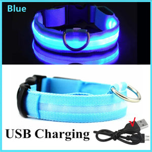 USB Rechargeable Light Up Collar, Adjustable Glowing LED Collar for Large Small Dogs, Night Glowing Cat Collar, Pet Safety Harness