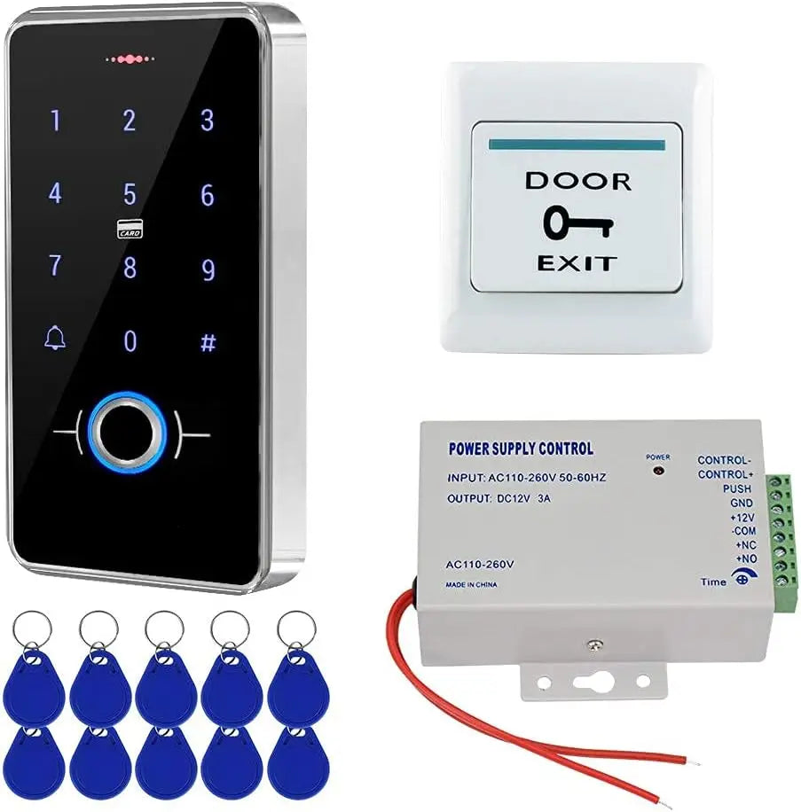 IP68 Outdoor Access Control System – Biometric Fingerprint, RFID, K80 Keypad with 3A Power Supply and Exit Button