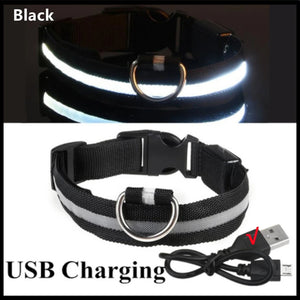 USB Rechargeable Light Up Collar, Adjustable Glowing LED Collar for Large Small Dogs, Night Glowing Cat Collar, Pet Safety Harness