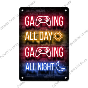 Gaming Neon Metal Sign – Retro Wall Decor