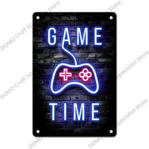 Gaming Neon Metal Sign – Retro Wall Decor