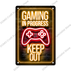 Gaming Neon Metal Sign – Retro Wall Decor