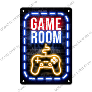 Gaming Neon Metal Sign – Retro Wall Decor