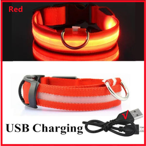 USB Rechargeable Light Up Collar, Adjustable Glowing LED Collar for Large Small Dogs, Night Glowing Cat Collar, Pet Safety Harness