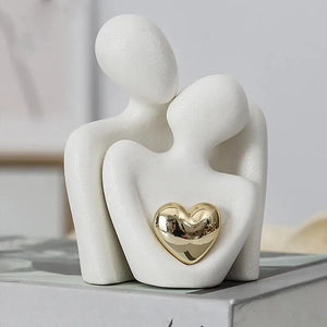 Nordic Couple Abstract Statue - Modern Ceramic Sculpture, Decorative Figurines for Living Room