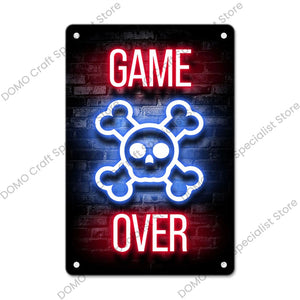 Gaming Neon Metal Sign – Retro Wall Decor