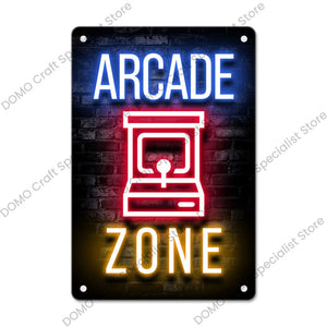 Gaming Neon Metal Sign – Retro Wall Decor