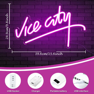 Enseigne Néon Vice City – Décoration Murale LED USB