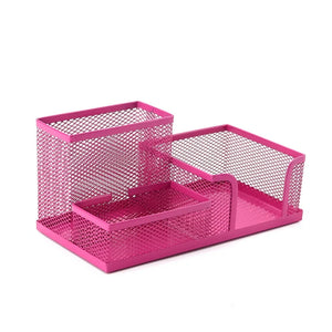 3/4 Compartment Black Metal Mesh Storage Box, Desk Organizer for Table.