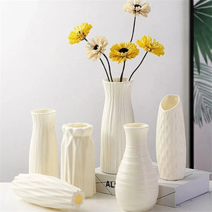 Nordische Blumenvase aus Keramikimitat – Kunststoffvase für Blumen, Wohnzimmer, Büro oder Hochzeitsdekoration, Tischdekoration