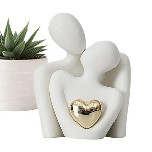 Nordic Couple Abstract Statue - Modern Ceramic Sculpture, Decorative Figurines for Living Room