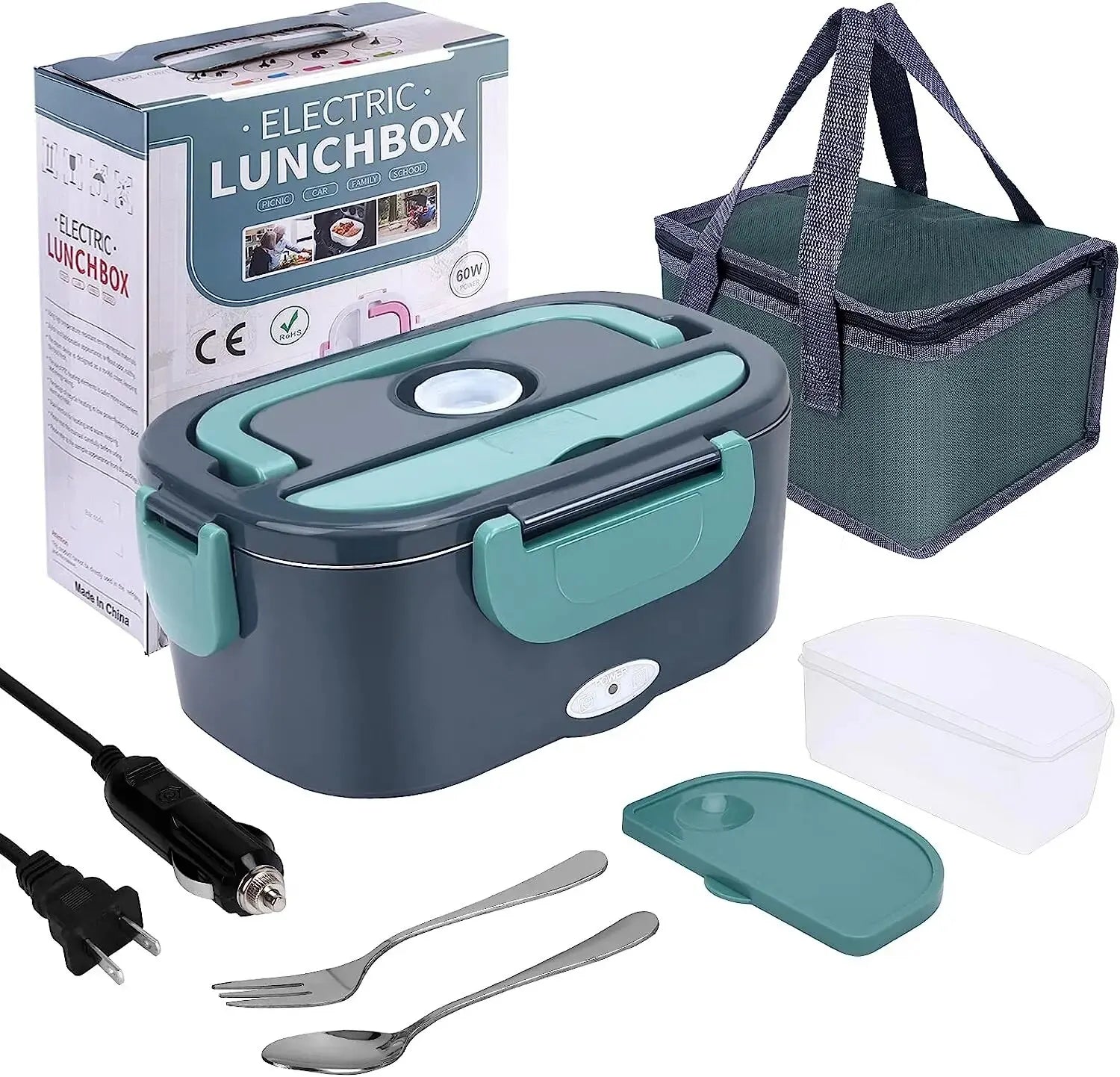 Elektrische Lunchbox 1,5L -
 Tragbarer 60-W-Essenswärmer für Auto und Zuhause, wasserdicht und praktisch (unterwegs, im Büro, im Auto usw.)