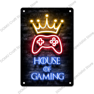 Gaming Neon Metal Sign – Retro Wall Decor