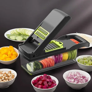 14/16 in 1 Multifunctional Vegetable Cutter -  
Slicer, Grater and Chopper with Handle for Quick Kitchen Preparations