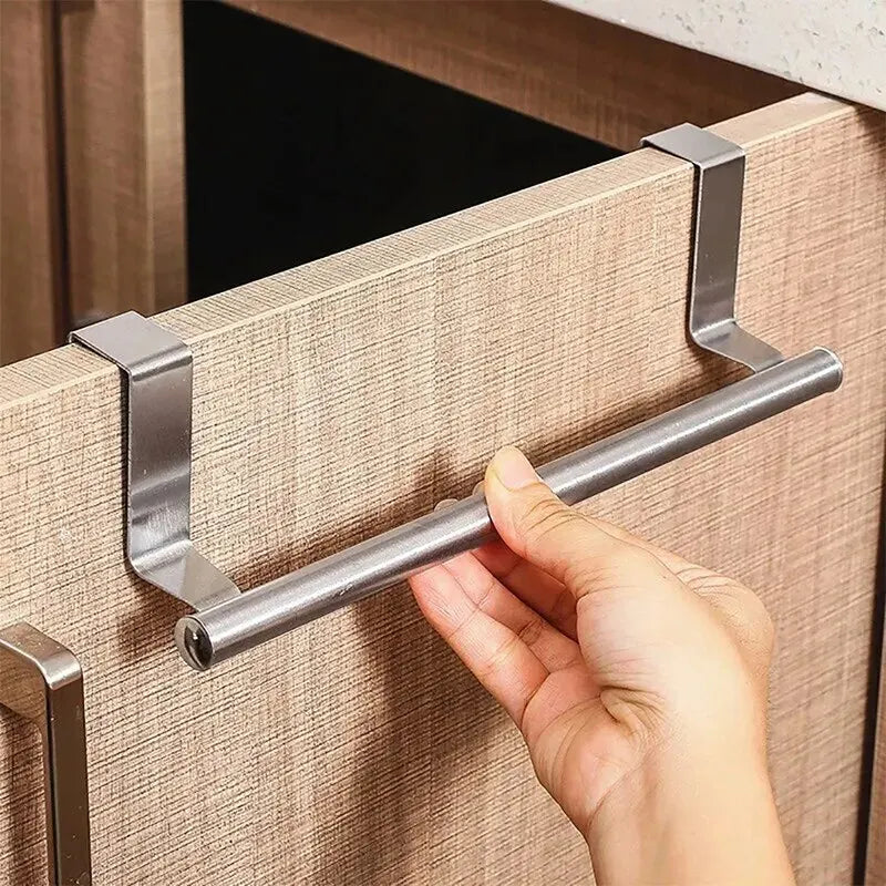 Over Door Towel Rack - Stainless Steel Towel Bar for Bathroom and Kitchen, Dish Towel and Rag Holder