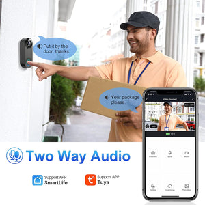 1080P Wireless Video Doorbell - Smart WiFi Camera with Motion Detection, Night Vision and Intercom, Compatible with Tuya Smart Home