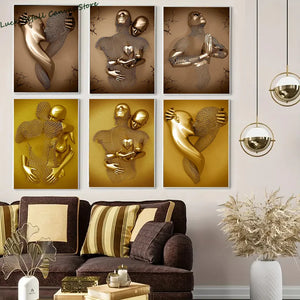 Romantic Metal Wall Sculpture – Abstract Couple Painting for Home Decor