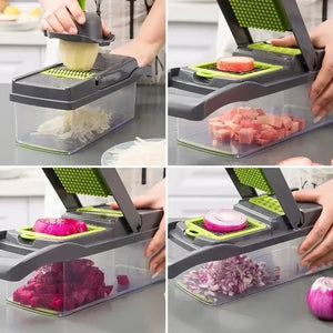 14/16 in 1 Multifunctional Vegetable Cutter -  
Slicer, Grater and Chopper with Handle for Quick Kitchen Preparations