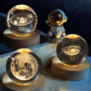 Creative 3D Crystal Ball - Galaxy and Planet Glass Globe, Desk, Bedside, Home or Gift Decoration