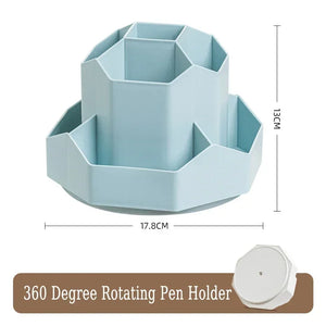 New 360° Rotating Pen Holder Large Capacity Desktop Pencil Storage Box 9 Compartments Stationery Organizer.