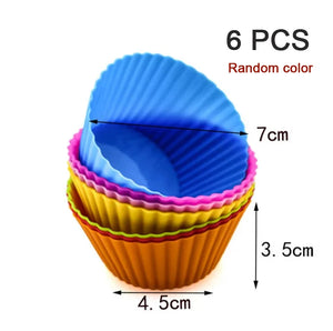 Silicone Muffin Molds (6/12 PCS) - Round and Heart Shaped Cake Molds, Baking Accessories and Pastry Decoration