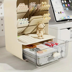 Multi-tiered pen holder, large capacity organizer with angled inserts