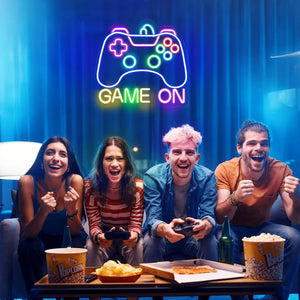 VGamer "Game On" Neon Sign - Fun Lighting for Gamer's Room