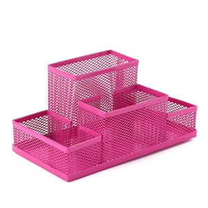 3/4 Compartment Black Metal Mesh Storage Box, Desk Organizer for Table.