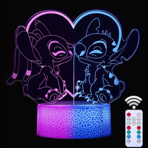 Nachtlampe mit zweifarbigen Nähten, 3D-Illusion, Touch-LED-Licht für Kinder-Wohndekoration, Lilo &amp; Stitch-Lampe,