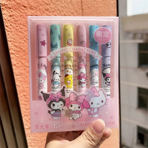 Set de 6 Surligneurs- Hello Kitty, Kuromi, Melody & Cinnamoroll