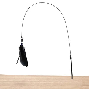 Cat Toy, Teasing Stick with Bell, Extendable Rod with Suction Cup, Durable and Bite-Resistant Teasing Tool, Replaceable Feather Head