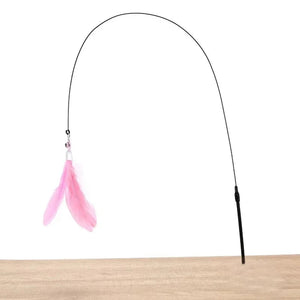 Cat Toy, Teasing Stick with Bell, Extendable Rod with Suction Cup, Durable and Bite-Resistant Teasing Tool, Replaceable Feather Head