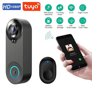 1080P Wireless Video Doorbell - Smart WiFi Camera with Motion Detection, Night Vision and Intercom, Compatible with Tuya Smart Home