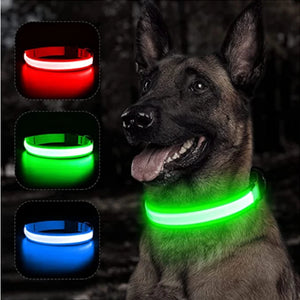 USB Rechargeable Light Up Collar, Adjustable Glowing LED Collar for Large Small Dogs, Night Glowing Cat Collar, Pet Safety Harness