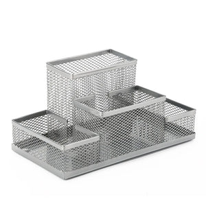 3/4 Compartment Black Metal Mesh Storage Box, Desk Organizer for Table.