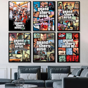 GTA 5 Sticker Poster – Waterproof Wall Decor