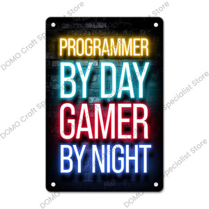 Gaming Neon Metal Sign – Retro Wall Decor