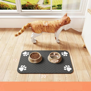 Absorbent Pet Mat - Waterproof Protection for Food and Water Bowls