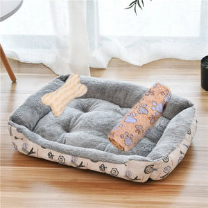 Candy Color Cozy Dog Bed – Comfortable Square Nest for Dogs and Cats