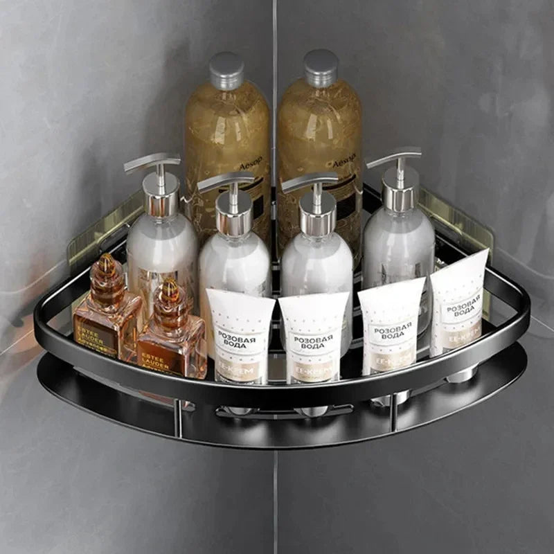 Aluminum Alloy Corner Shelf - Practical Organizer for Shampoo and Makeup